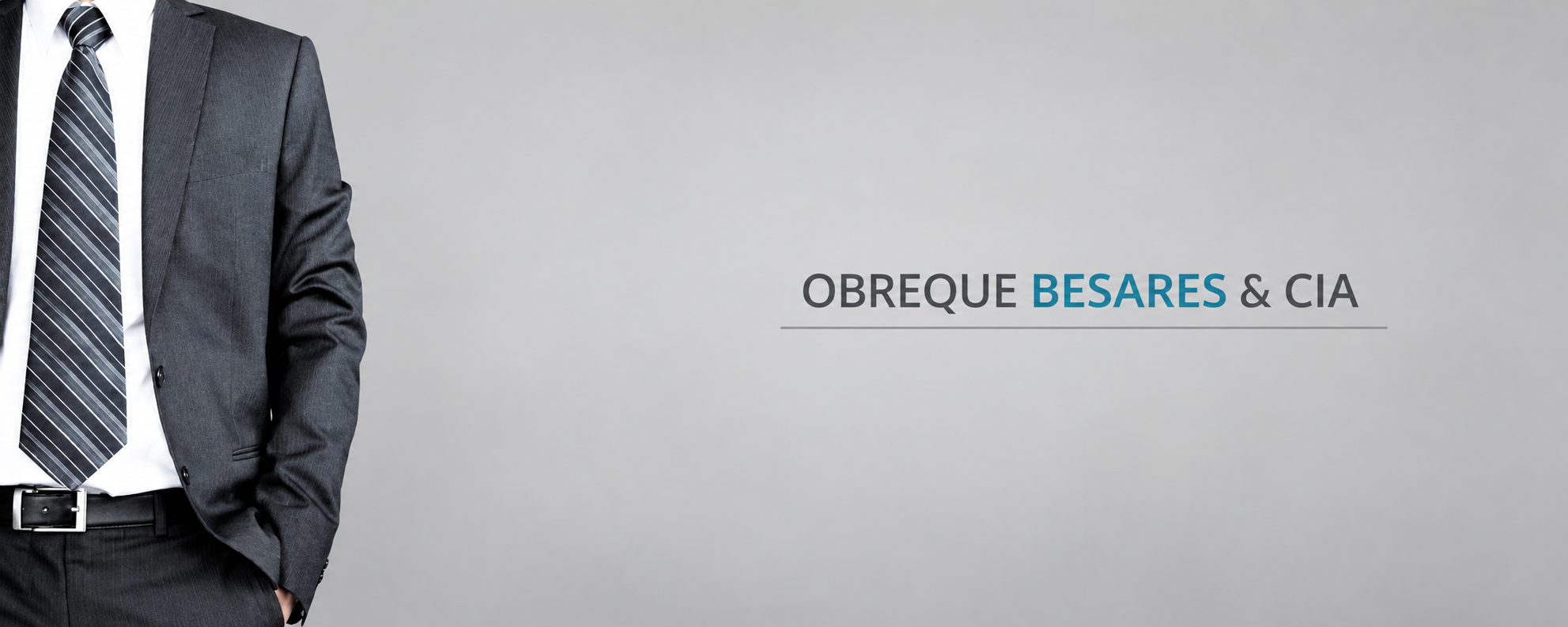 Obreque Besares & Cía.: traje formal y nombre del despacho sobre fondo gris.